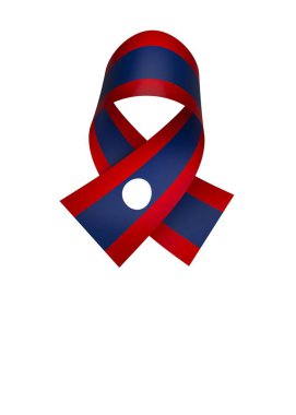 Ulusal Kutlamalar ve Olaylar için Laos Kurdele Tasarım Elemanı beyaz bir arkaplanda izole edildi