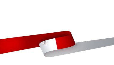 Ulusal Kutlamalar ve Olaylar için Malta Kurdele Tasarım Elemanı beyaz bir arkaplanda izole edildi