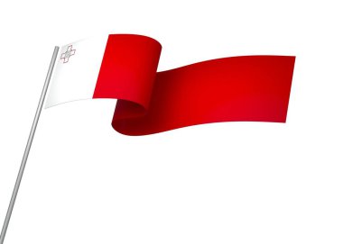 Ulusal Kutlamalar ve Olaylar için Malta Kurdele Tasarım Elemanı beyaz bir arkaplanda izole edildi