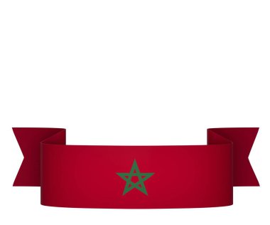 Ulusal Kutlamalar ve Etkinlikler için Fas Kurdele Tasarım Elemanı beyaz arka planda izole edildi