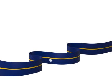 Nauru Kurdele Tasarım Elemanı Ulusal Kutlamalar ve Olaylar için beyaz bir arkaplanda izole edildi