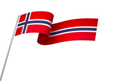 Norveç Bayrak Tasarım Elemanı Ulusal Kutlamalar ve Olaylar için beyaz bir arkaplanda izole edildi