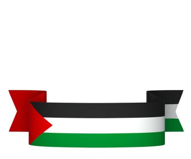 Ulusal Kutlamalar ve Etkinlikler için Filistin Kurdele Tasarım Elemanı beyaz arka planda izole edildi