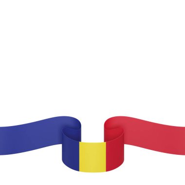 Romanya Kurdele Tasarım Elemanı Ulusal Kutlamalar ve Etkinlikler için beyaz bir arkaplanda izole edildi