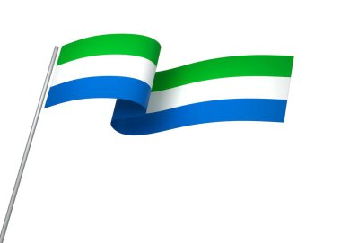 Sierra Leone Kurdele Tasarım Elemanı Ulusal Kutlamalar ve Olaylar için beyaz bir arkaplanda izole edildi