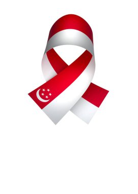 Singapur Kurdele Tasarım Elemanı Ulusal Kutlamalar ve Olaylar için beyaz bir arkaplanda izole