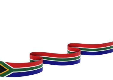Güney Afrika Kurdele Tasarım Elemanı Ulusal Kutlamalar ve Etkinlikler için beyaz bir arkaplanda izole edildi
