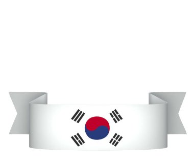 Güney Kore Kurdele Tasarım Elemanı Ulusal Kutlamalar ve Etkinlikler için beyaz arka planda izole