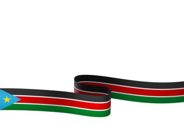 South Sudan Ribbon Flag Design Element isolated in a white background for National Celebrations and Events clipart