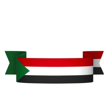 Sudan Kurdele Tasarım Elemanı Ulusal Kutlamalar ve Olaylar için beyaz bir arkaplanda izole edildi