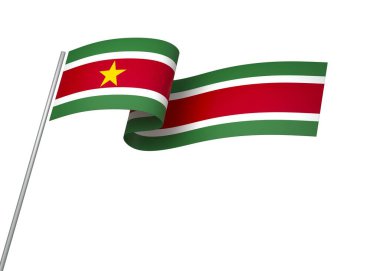 Surinam Kurdele Tasarım Elemanı Ulusal Kutlamalar ve Olaylar için beyaz bir arkaplanda izole