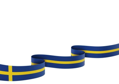 İsveç Kurdele Tasarım Elemanı Ulusal Kutlamalar ve Etkinlikler için beyaz bir arkaplanda izole edildi