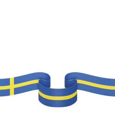 İsveç Kurdele Tasarım Elemanı Ulusal Kutlamalar ve Etkinlikler için beyaz bir arkaplanda izole edildi