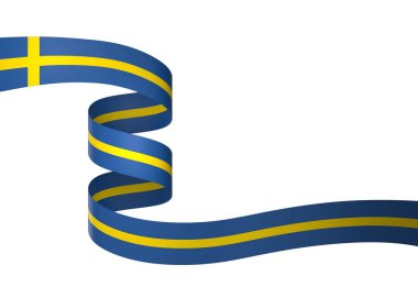 İsveç Kurdele Tasarım Elemanı Ulusal Kutlamalar ve Etkinlikler için beyaz bir arkaplanda izole edildi