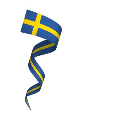 İsveç Kurdele Tasarım Elemanı Ulusal Kutlamalar ve Etkinlikler için beyaz bir arkaplanda izole edildi