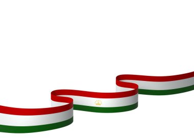 Tacikistan Kurdele Tasarım Elemanı Ulusal Kutlamalar ve Etkinlikler için beyaz bir arkaplanda izole edildi