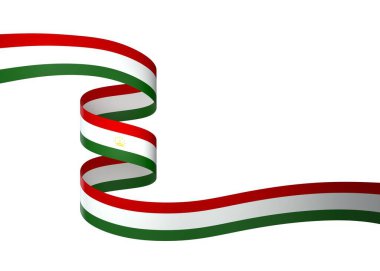 Tacikistan Kurdele Tasarım Elemanı Ulusal Kutlamalar ve Etkinlikler için beyaz bir arkaplanda izole edildi