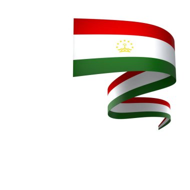 Tacikistan Kurdele Tasarım Elemanı Ulusal Kutlamalar ve Etkinlikler için beyaz bir arkaplanda izole edildi