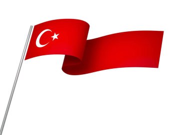 Türkiye Kurdele Tasarım Elemanı Ulusal Kutlamalar ve Etkinlikler için beyaz bir arkaplanda izole edildi