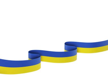 Ulusal Kutlamalar ve Etkinlikler için Ukrayna Bayraklı Bayrak Tasarım Elemanı beyaz bir arkaplanda izole edildi