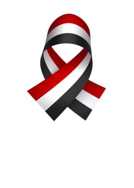 Yemen Kurdele Tasarım Elemanı Ulusal Kutlamalar ve Etkinlikler için beyaz bir arkaplanda izole edildi