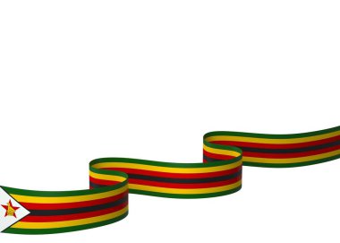 Zimbabwe Kurdele Tasarım Elemanı Ulusal Kutlamalar ve Olaylar için beyaz bir arkaplanda izole edildi