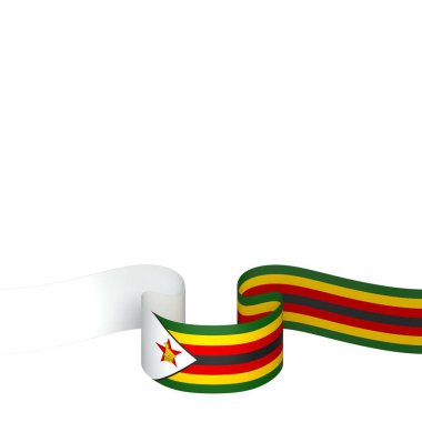 Zimbabwe Kurdele Tasarım Elemanı Ulusal Kutlamalar ve Olaylar için beyaz bir arkaplanda izole edildi