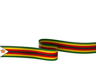 Zimbabwe Kurdele Tasarım Elemanı Ulusal Kutlamalar ve Olaylar için beyaz bir arkaplanda izole edildi