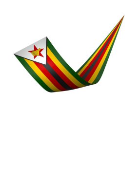 Zimbabwe Kurdele Tasarım Elemanı Ulusal Kutlamalar ve Olaylar için beyaz bir arkaplanda izole edildi