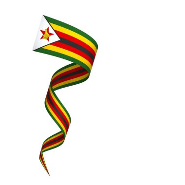 Zimbabwe Kurdele Tasarım Elemanı Ulusal Kutlamalar ve Olaylar için beyaz bir arkaplanda izole edildi