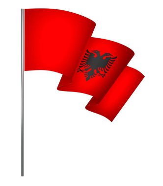 Arnavutluk Kurdele Tasarım Elemanı Ulusal Kutlamalar ve Etkinlikler için beyaz bir arkaplanda izole edildi