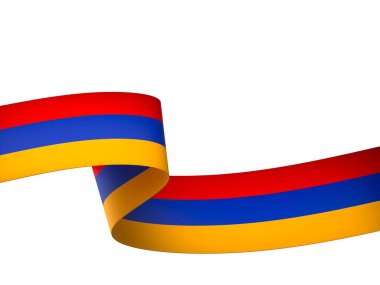 Ulusal Kutlamalar ve Etkinlikler için Ermenistan Bayraklı Bayrak Tasarım Elemanı beyaz bir arkaplanda izole edildi