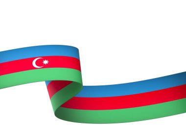 Azerbaycan Kurdele Tasarım Elemanı Ulusal Kutlamalar ve Olaylar için beyaz bir arkaplanda izole edildi