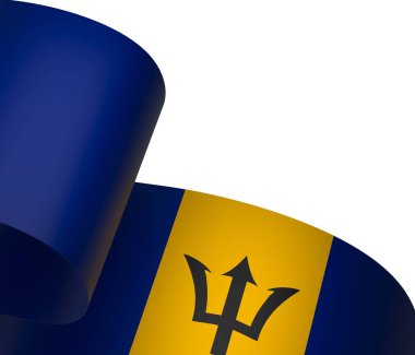 Ulusal Kutlamalar ve Olaylar için Barbados Bayrak Tasarım Elemanı beyaz bir arkaplanda izole edildi