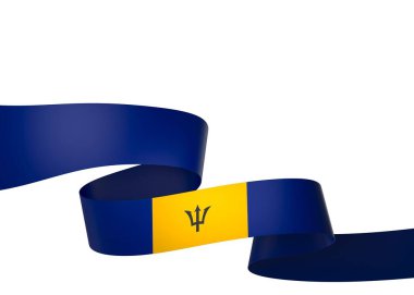 Ulusal Kutlamalar ve Olaylar için Barbados Bayrak Tasarım Elemanı beyaz bir arkaplanda izole edildi