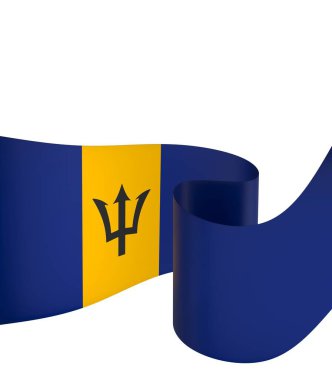 Ulusal Kutlamalar ve Olaylar için Barbados Bayrak Tasarım Elemanı beyaz bir arkaplanda izole edildi