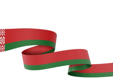 Belarus Kurdele Tasarım Elemanı Ulusal Kutlamalar ve Olaylar için beyaz bir arkaplanda izole edildi