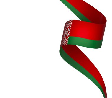 Belarus Kurdele Tasarım Elemanı Ulusal Kutlamalar ve Olaylar için beyaz bir arkaplanda izole edildi