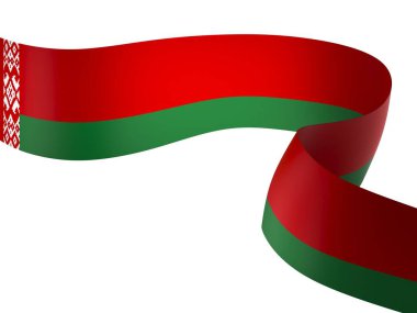 Belarus Kurdele Tasarım Elemanı Ulusal Kutlamalar ve Olaylar için beyaz bir arkaplanda izole edildi