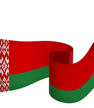 Belarus Kurdele Tasarım Elemanı Ulusal Kutlamalar ve Olaylar için beyaz bir arkaplanda izole edildi