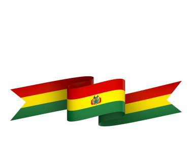 Ulusal Kutlamalar ve Olaylar için Bolivya Kurdele Tasarım Elemanı beyaz bir arkaplanda izole edildi