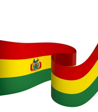 Ulusal Kutlamalar ve Olaylar için Bolivya Kurdele Tasarım Elemanı beyaz bir arkaplanda izole edildi