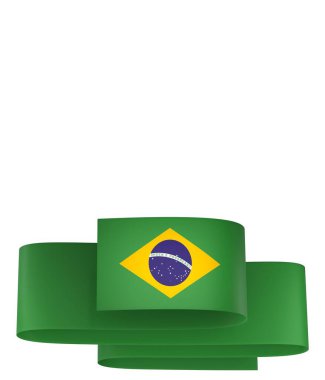 Brezilya Kurdele Tasarım Elemanı Ulusal Kutlamalar ve Etkinlikler için beyaz bir arkaplanda izole edildi