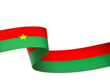 Burkina Faso Kurdele Tasarım Elemanı Ulusal Kutlamalar ve Olaylar için beyaz bir arkaplanda izole edildi