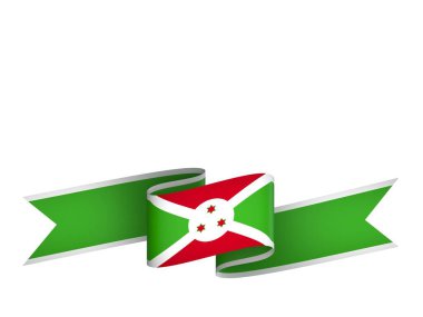 Burundi Kurdele Tasarım Elemanı Ulusal Kutlamalar ve Olaylar için beyaz bir arkaplanda izole edildi