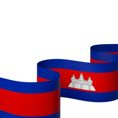 Kamboçya Kurdele Tasarım Elemanı Ulusal Kutlamalar ve Olaylar için beyaz bir arkaplanda izole edildi