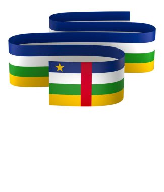 Orta Afrika Cumhuriyeti Kurdele Tasarım Elemanı Ulusal Kutlamalar ve Etkinlikler için beyaz arka planda izole edildi