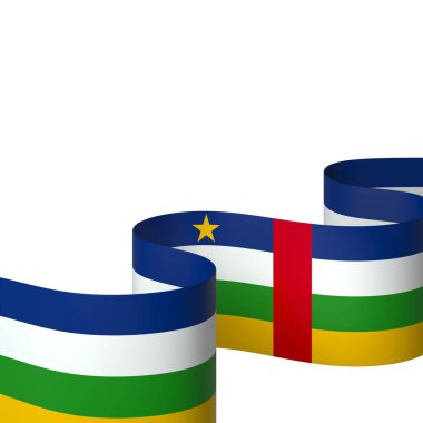 Orta Afrika Cumhuriyeti Kurdele Tasarım Elemanı Ulusal Kutlamalar ve Etkinlikler için beyaz arka planda izole edildi