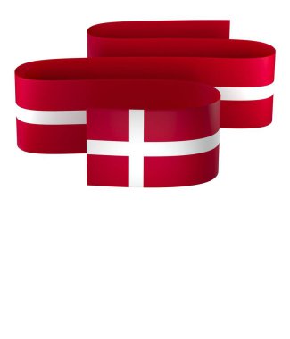 Danimarka Kurdele Tasarım Elemanı Ulusal Kutlamalar ve Olaylar için beyaz bir arkaplanda izole edildi