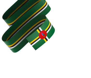 Dominica Kurdele Tasarım Elemanı Ulusal Kutlamalar ve Olaylar için beyaz bir arkaplanda izole edildi